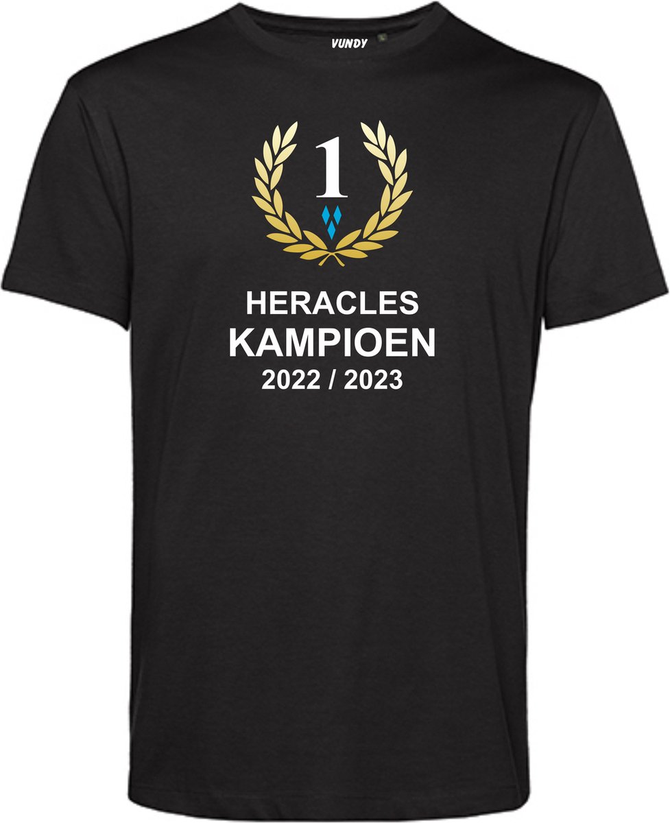T-shirt Heracles Kampioen 2023 | Heracles Almelo Supporter | Shirt Kampioen Almelo | Kampioensshirt 2022-2033 | Zwart | maat S